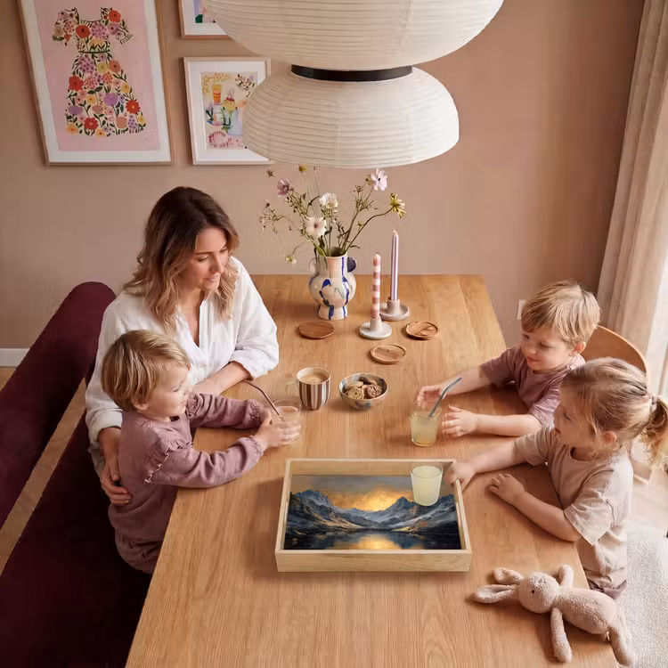 Berglandschap met Gouden Zonsondergang Dienblad Rechthoek middel -sfeer4