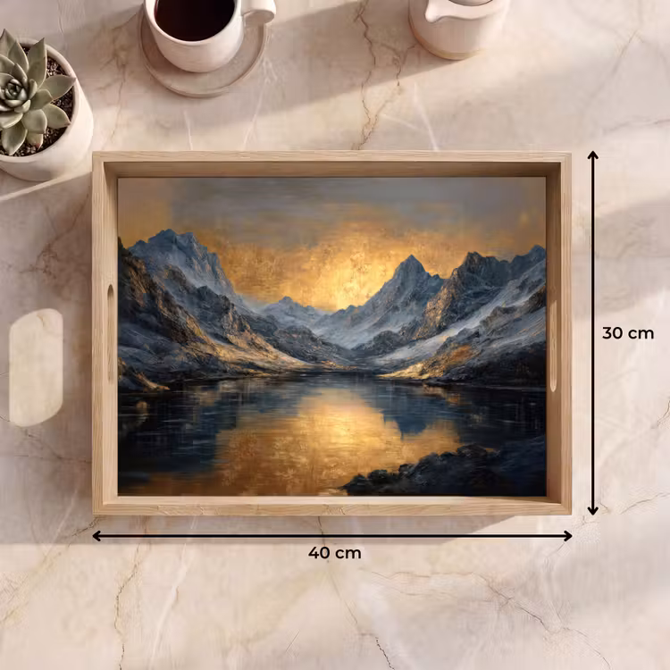 Berglandschap met Gouden Zonsondergang Dienblad Rechthoek middel -USP_Formaat