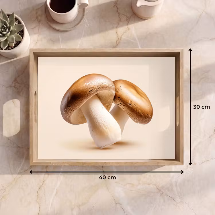 Champignons - Zacht - Beige Dienblad Rechthoek middel -USP_Formaat
