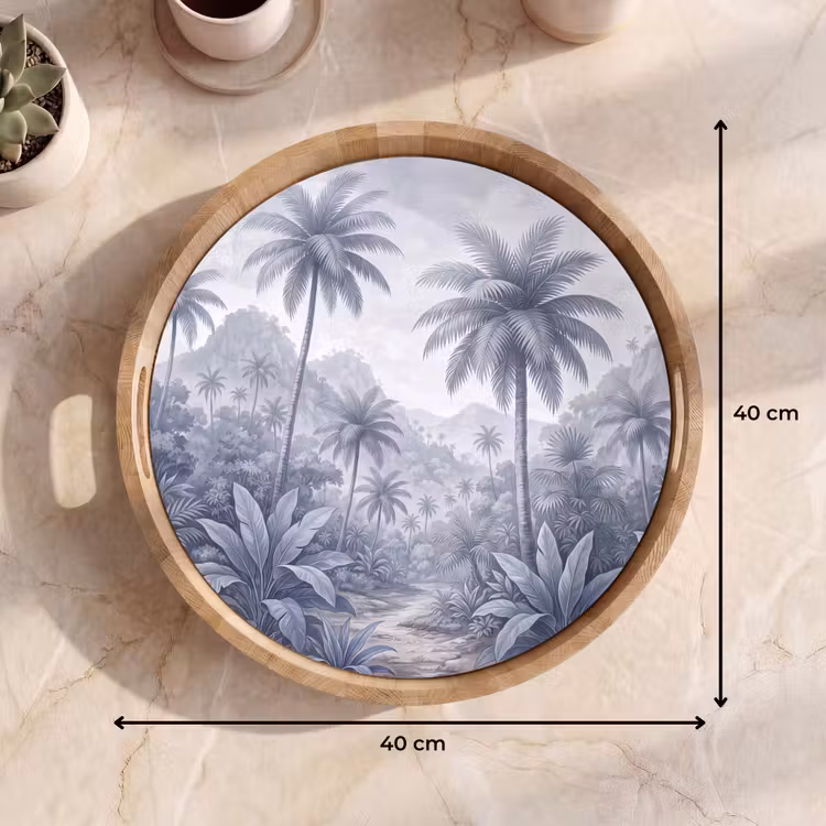 Natuur - Boom - Tropisch - Landschap - Blauw Dienblad Rond middel -USP_Formaat