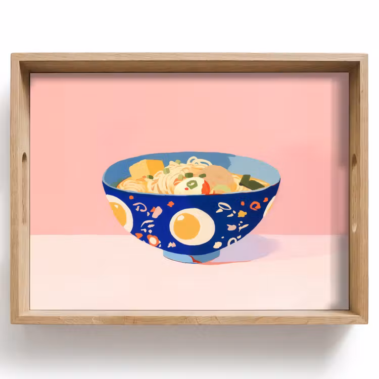 Noodles - Kom - Blauw - Illustratie Dienblad Rechthoek middel -z3d_shopping