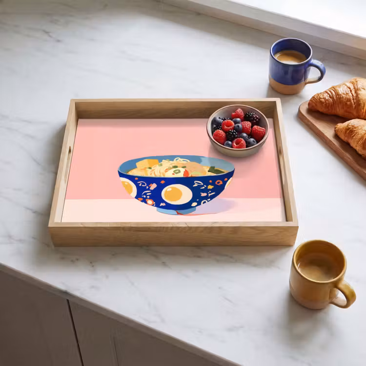 Noodles - Kom - Blauw - Illustratie Dienblad Rechthoek middel -sfeer2