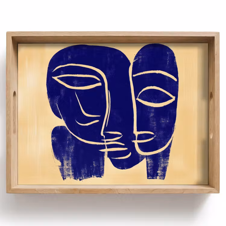 Okergeel - Blauw - Eenvoudige lijnen Dienblad Rechthoek middel -z3d_shopping