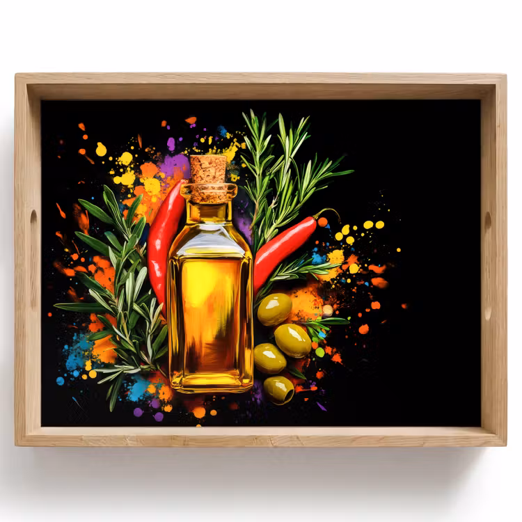 Olijfolie - Graffiti - Peper - Olijven - Modern Dienblad Rechthoek middel -z3d_shopping