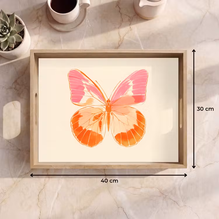 Oranje - Vlinder - Minimalistisch Dienblad Rechthoek middel -USP_Formaat