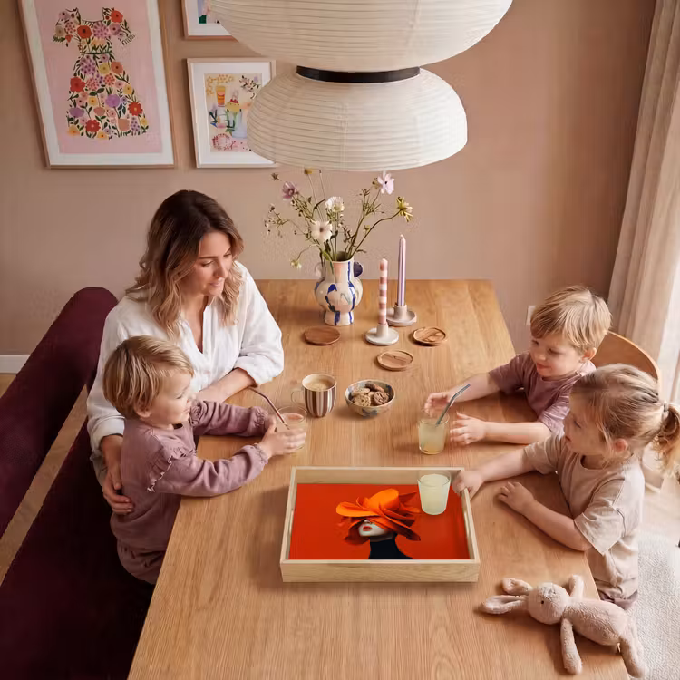 Oranje - Hoed - Vrouw Dienblad Rechthoek middel -sfeer4