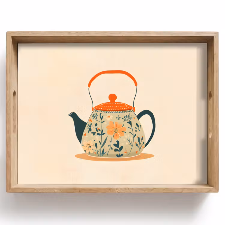 Oranje - Theepot - Bloemen - Bladeren Dienblad Rechthoek middel -z3d_shopping