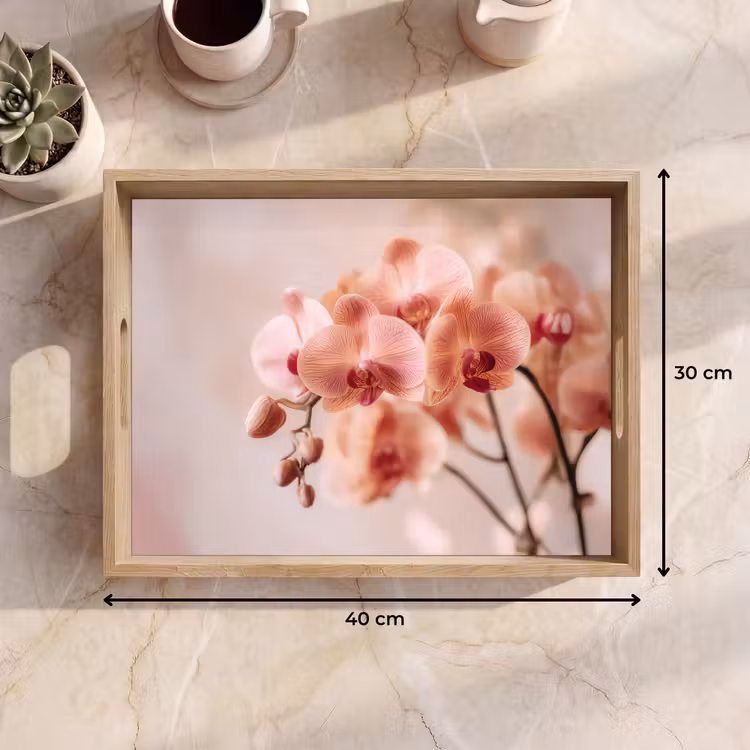 Orchidee - Bloemen - Roze - Bloemblaadjes Dienblad Rechthoek middel -USP_Formaat