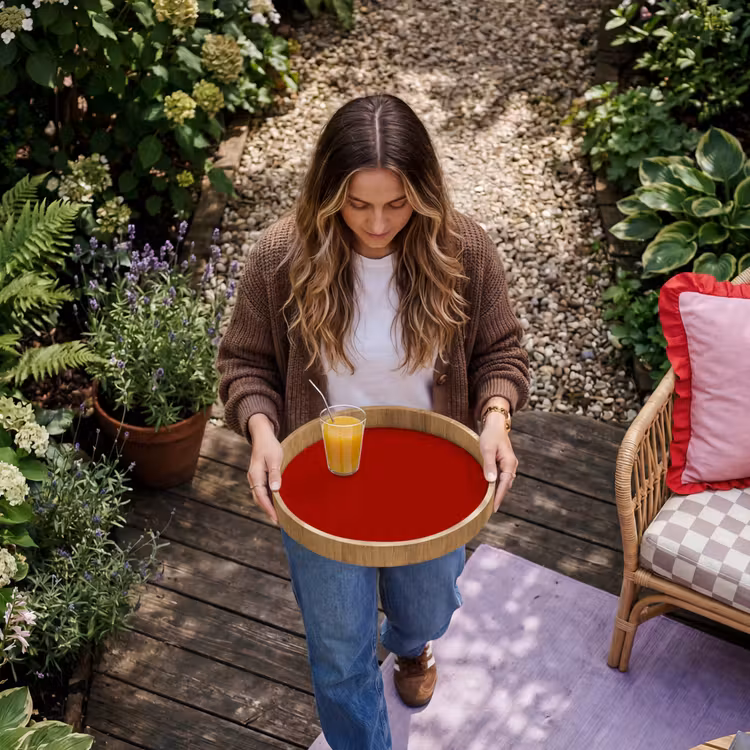 Oxblood - Maroon - Rood Dienblad Rond middel 914 -sfeer5