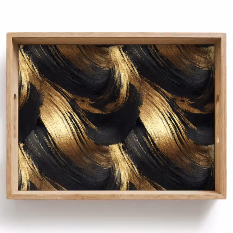 Verfstreken - Abstract - Goud - Zwart Dienblad Rechthoek middel 911 -z3d_shopping