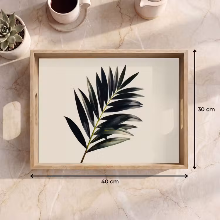 Palmblad - Subtiel - Groen - beige Dienblad Rechthoek middel -USP_Formaat