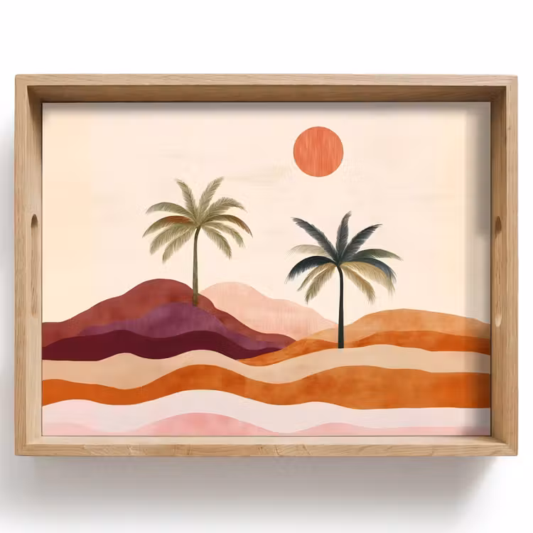 Palmbomen - Abstract - Zon - Heuvels Dienblad Rechthoek middel -z3d_shopping