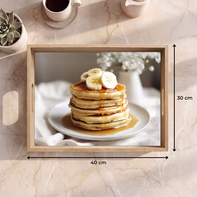 Pannenkoeken - Banaan - Siroop - Wit - Beige Dienblad Rechthoek middel -USP_Formaat
