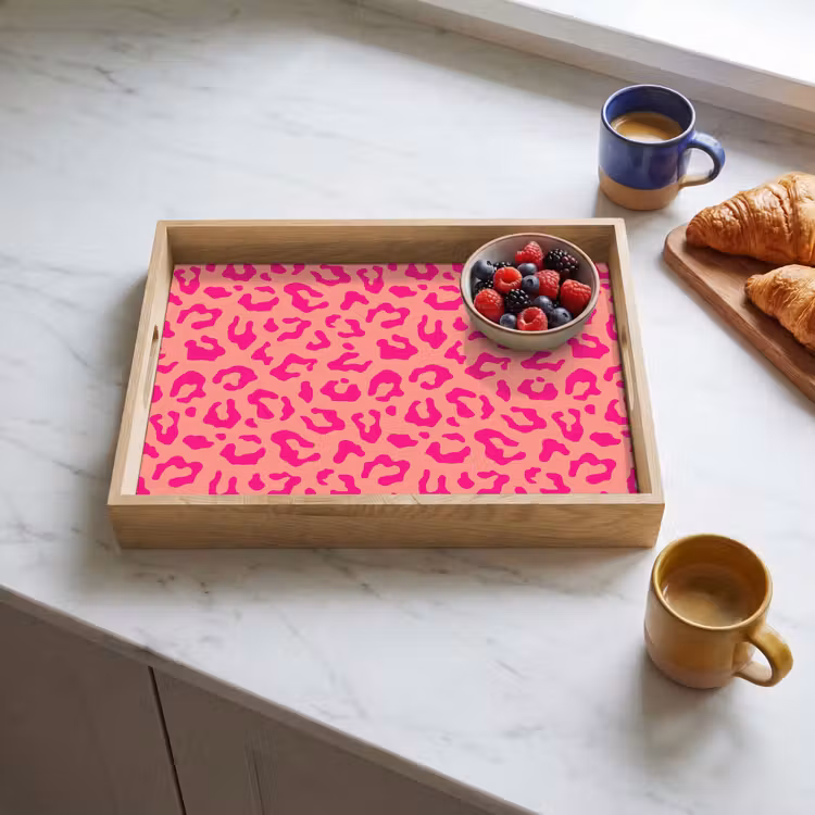 Panterprint - Roze - Dierenprint - Minimalistisch Dienblad Rechthoek middel -sfeer2