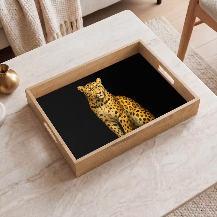 Panter - Realistisch - Bruin Dienblad Rechthoek middel -sfeer1