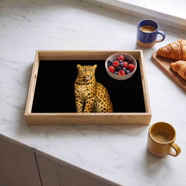 Panter - Realistisch - Bruin Dienblad Rechthoek middel -sfeer2