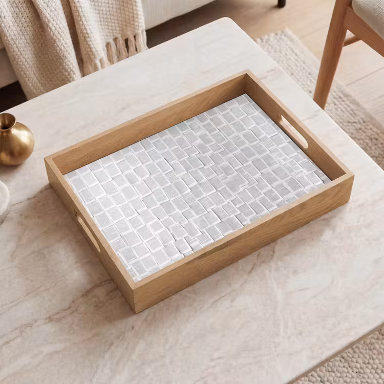 Papier - Overlappend - Textuur - Modern - Wit Dienblad Rechthoek middel -sfeer1
