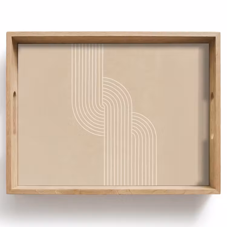 Parallelle lijnen - Lichte textuur - Beige Dienblad Rechthoek middel -z3d_shopping