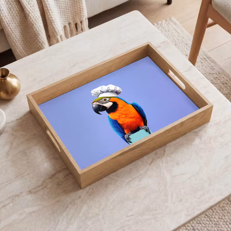 Papegaai - Koksmuts - Vogel - Leuk Dienblad Rechthoek middel -sfeer1