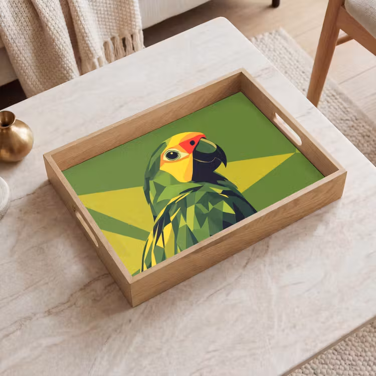 Papegaai - Groen - Snavel - Abstract Dienblad Rechthoek middel -sfeer1