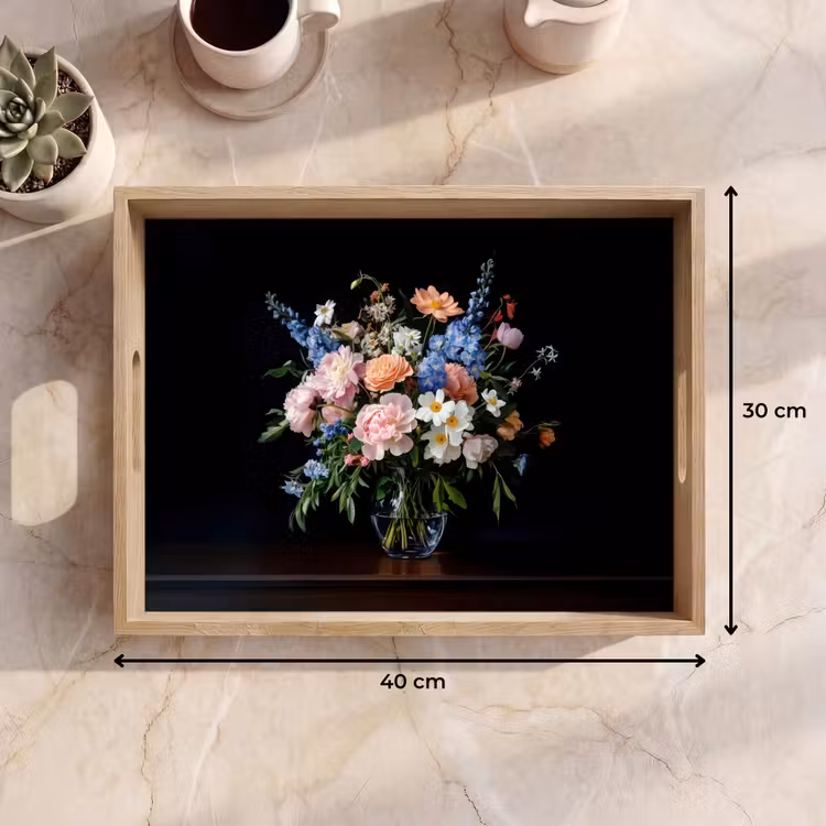 Pastel - Bloemen - Glazen - Vaas Dienblad Rechthoek middel -USP_Formaat