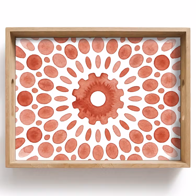 Patroon - Cirkels - Abstract - Modern - Rood Dienblad Rechthoek middel -z3d_shopping