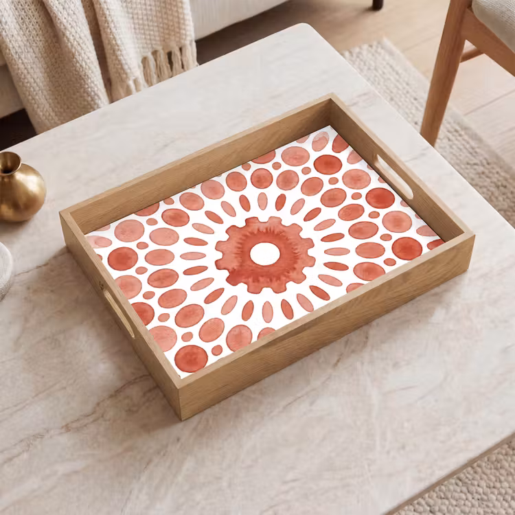 Patroon - Cirkels - Abstract - Modern - Rood Dienblad Rechthoek middel -sfeer1