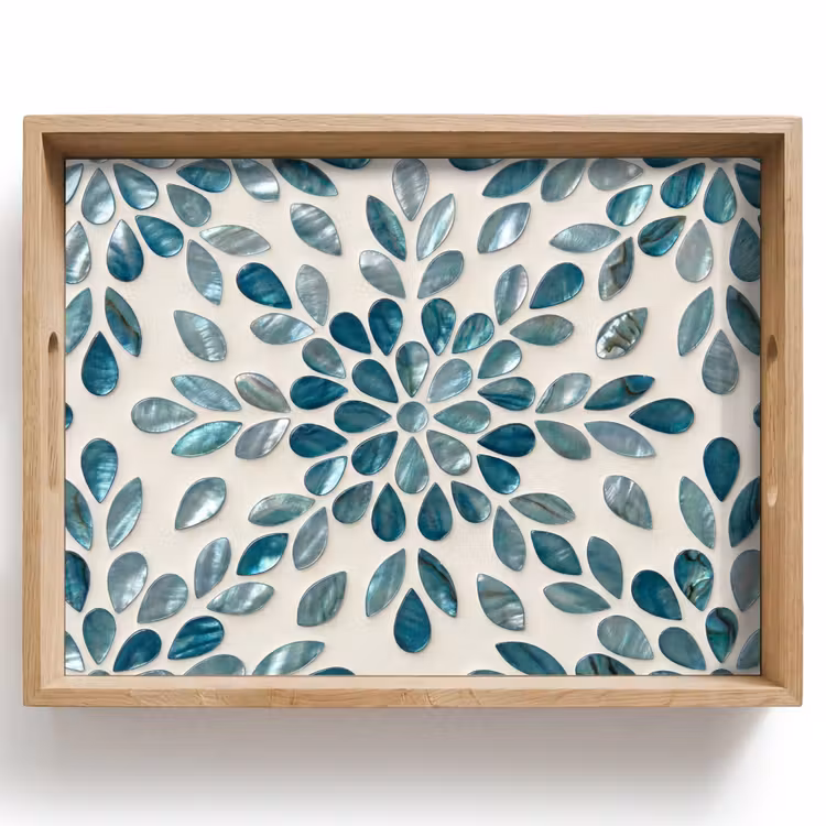 Patroon - Bladeren - Abstract - Modern - Turquoise Dienblad Rechthoek middel -z3d_shopping