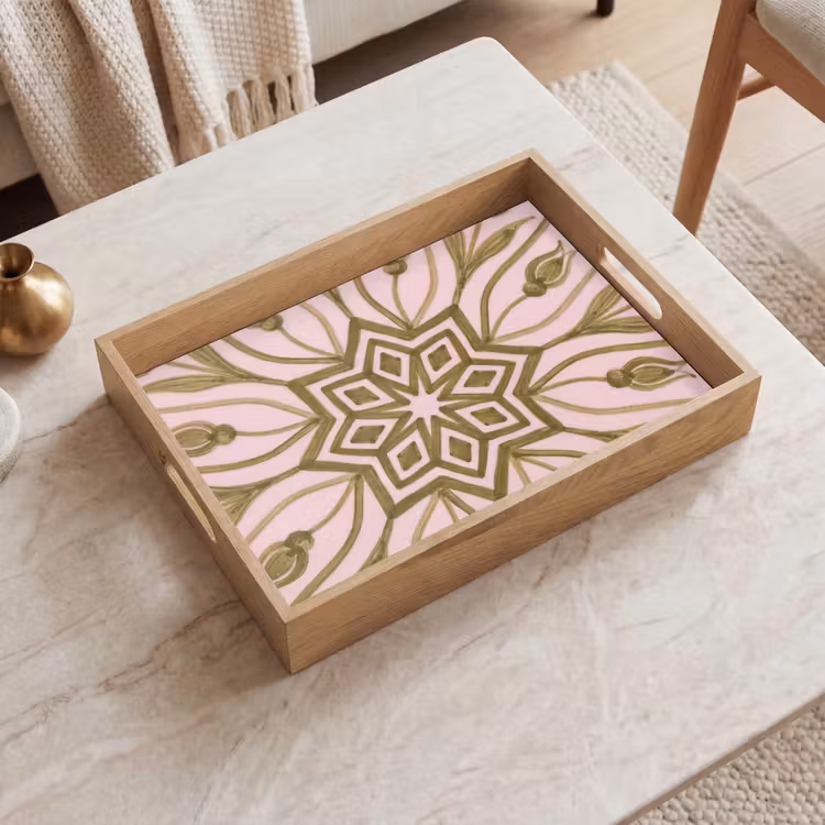 Patroon - Mandala - Decoratie - Abstract - Groen Dienblad Rechthoek middel -sfeer1