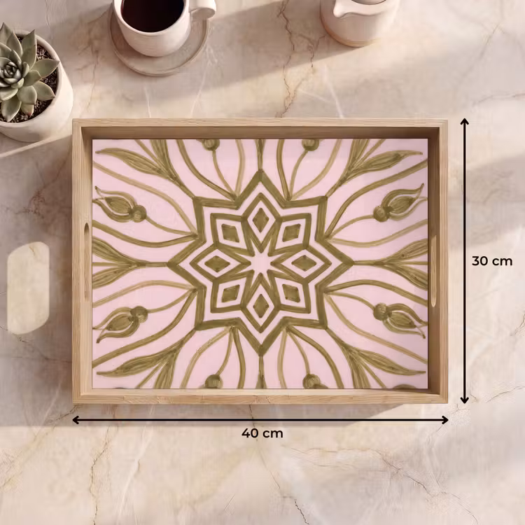 Patroon - Mandala - Decoratie - Abstract - Groen Dienblad Rechthoek middel -USP_Formaat