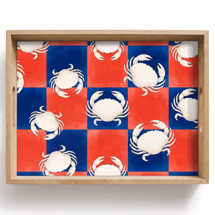 Patroon - Zeeleven - Rood - Blauw - Abstract Dienblad Rechthoek middel -z3d_shopping