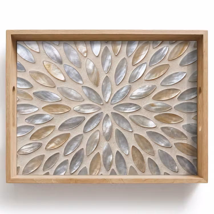 Patroon - Ovaal - Glanzend - Abstract - Beige Dienblad Rechthoek middel -z3d_shopping