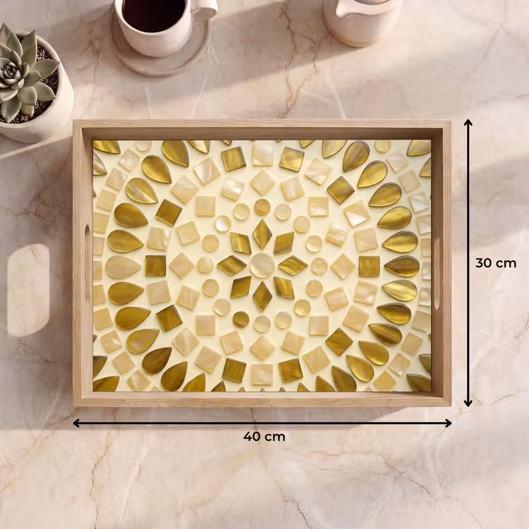 Patroon - Vormen - Mozaïek - Abstract - Goud Dienblad Rechthoek middel -USP_Formaat