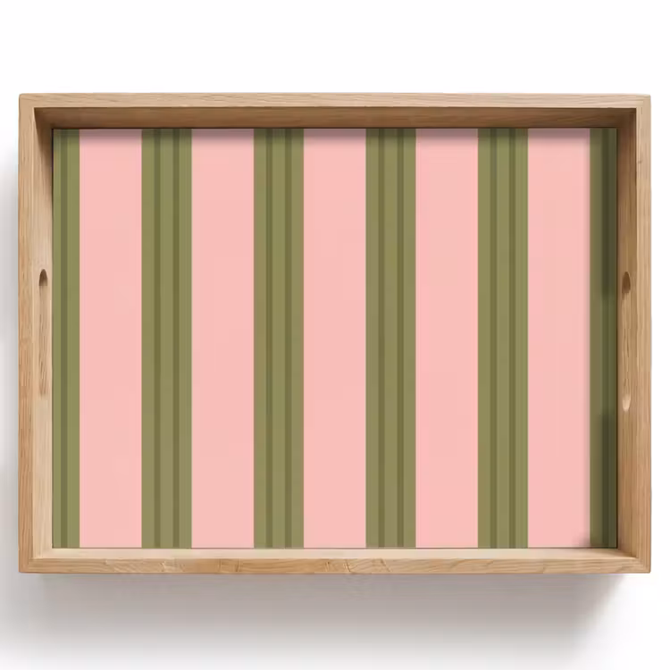Patroon - Strepen - Abstract - Roze - Groen Dienblad Rechthoek middel -z3d_shopping