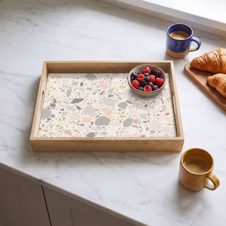 Patronen - Licht - Terrazzo - Decoratie Dienblad Rechthoek middel -sfeer2