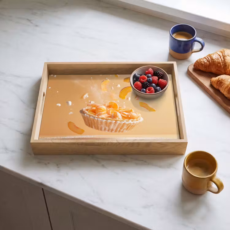 Peach - Eten - Taart - Oranje Dienblad Rechthoek middel -sfeer2