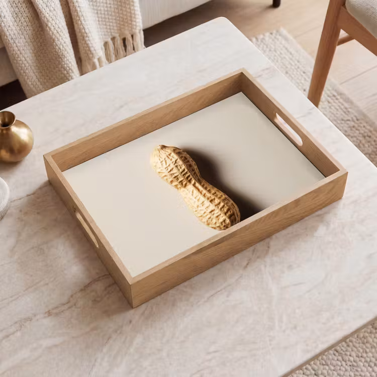 Pinda - Ruw - Beige Dienblad Rechthoek middel -sfeer1
