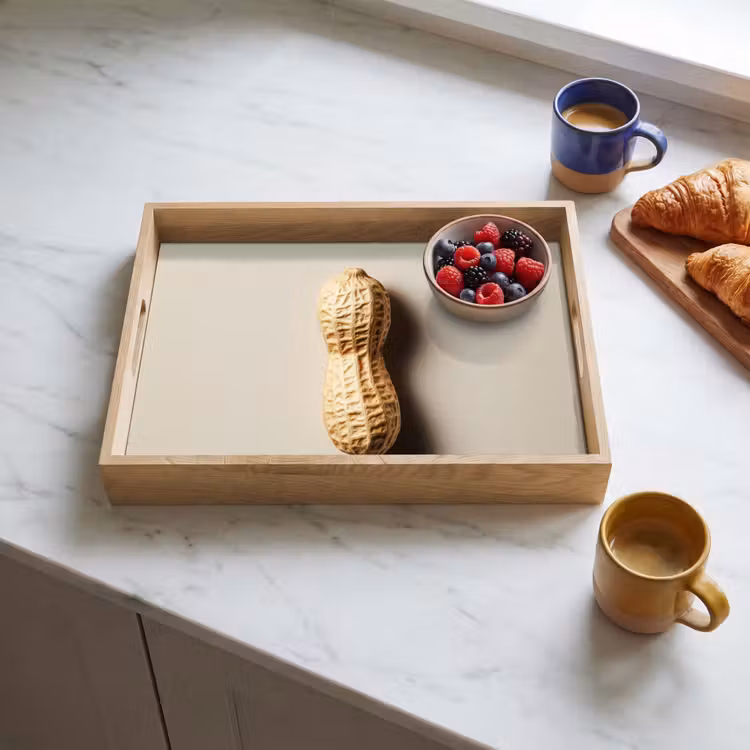 Pinda - Ruw - Beige Dienblad Rechthoek middel -sfeer2