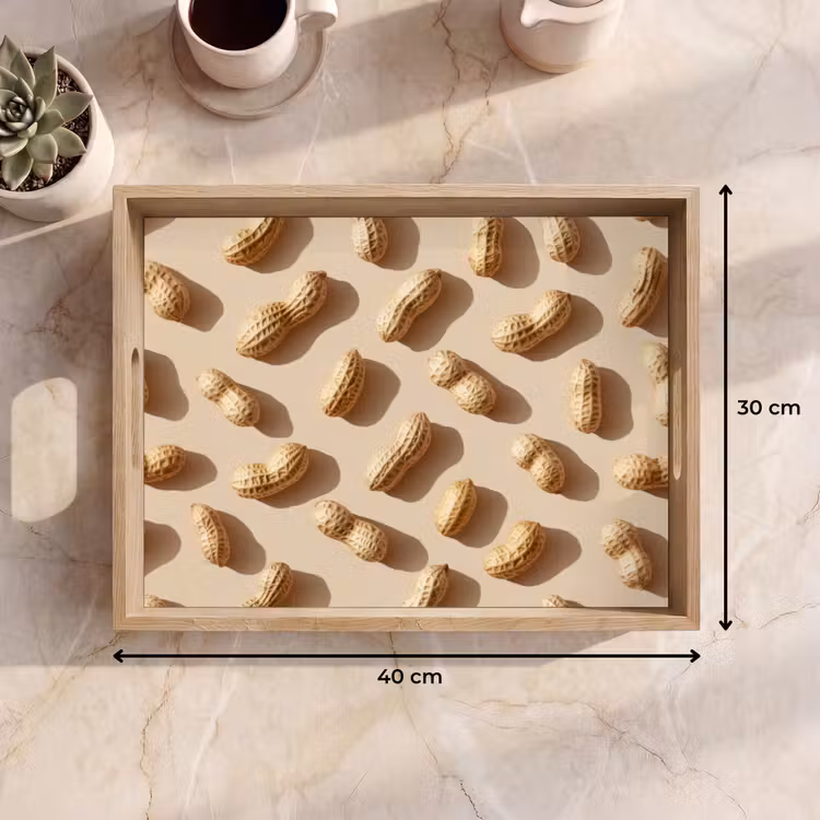 Pinda's - Patroon - Beige Dienblad Rechthoek middel -USP_Formaat