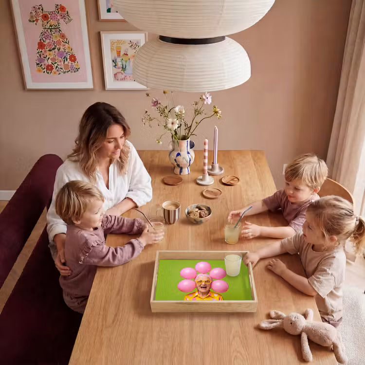 Mens - Ballonnen - Feest - Kleurrijk - Roze Dienblad Rechthoek middel -sfeer4