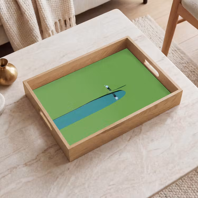 Persoon - Golf - Water - Blauw Dienblad Rechthoek middel -sfeer1