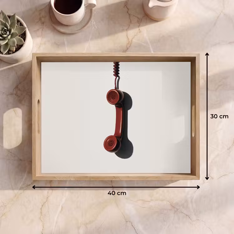 Telefoon - Koord - Rood - Minimalistisch Dienblad Rechthoek middel -USP_Formaat