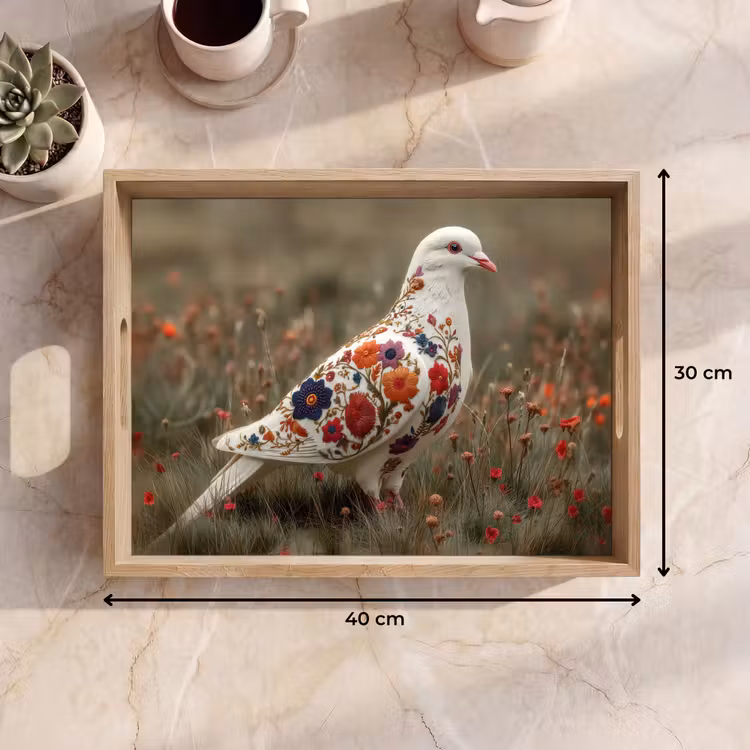 Duif - Bloemen - Natuur Dienblad Rechthoek middel -USP_Formaat