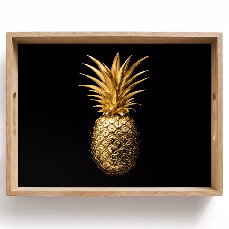 Ananas - Zwart - Goud - Luxe Dienblad Rechthoek middel -z3d_shopping