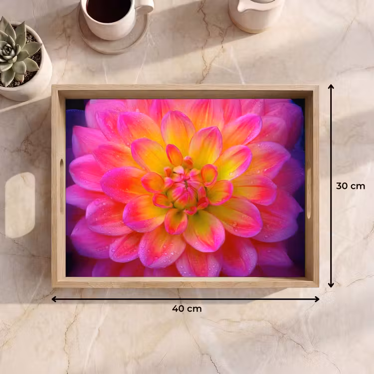 Roze - Dahlia - Kleurrijk Dienblad Rechthoek middel -USP_Formaat