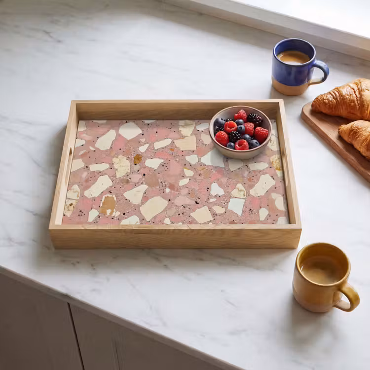 Roze - Decoratie - Stenen - Terrazzo Dienblad Rechthoek middel -sfeer2