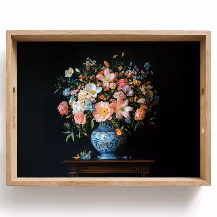 Roze - Bloemen - Vaas - Kleuren Dienblad Rechthoek middel -z3d_shopping