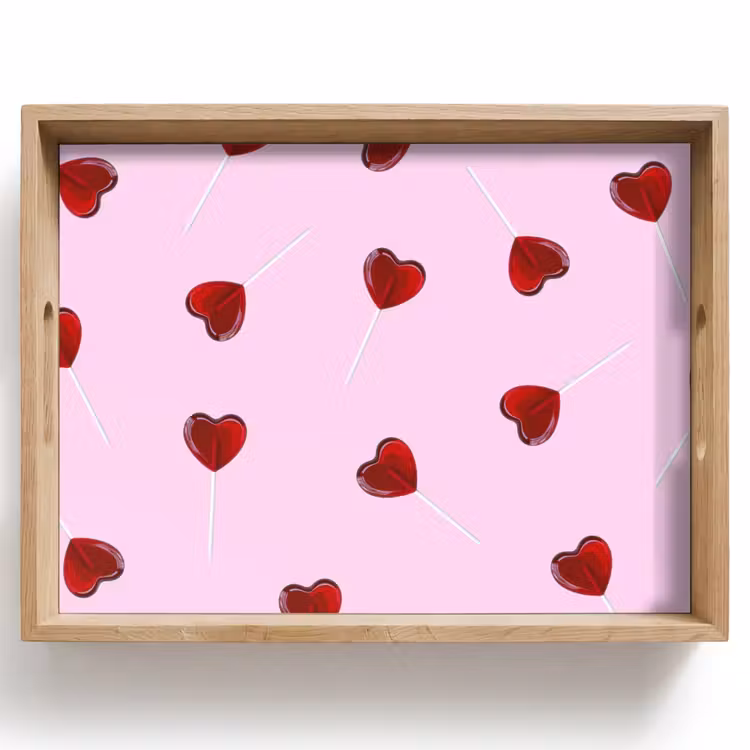Roze - Hart - Lolly - Snoep Dienblad Rechthoek middel -z3d_shopping