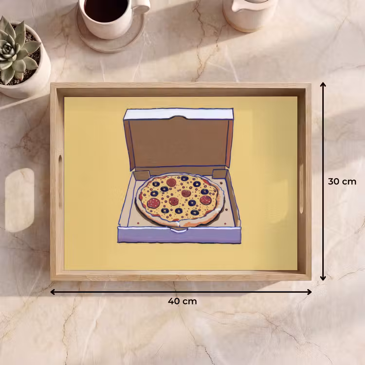 Pizza - Doos - Salami - Illustratie Dienblad Rechthoek middel -USP_Formaat