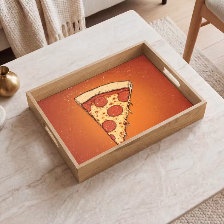 Pizza - Kaas - Rood - Pepperoni Dienblad Rechthoek middel -sfeer1